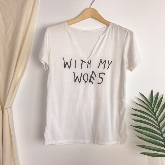 Tops - Drake WITH MY WHITE White Short Sleeve Graphic Tee